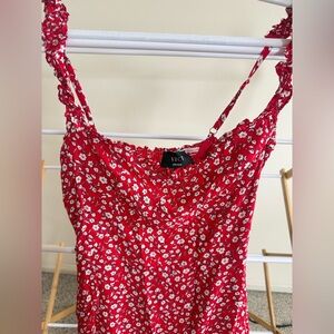 Vici Red Dress with White Floral Pattern